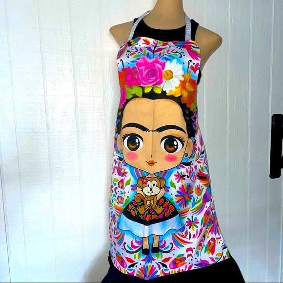 Frida Khalo Kitchen Apron Fridita Mandil Playful handmade Adult Pockets garment* - Picture 10 of 10